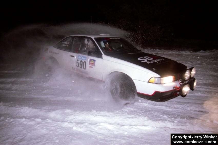 The Joel Sanford / Jeff Hribar Chevy Cavalier drifts through the first corner of the evening running of the ranch stage.