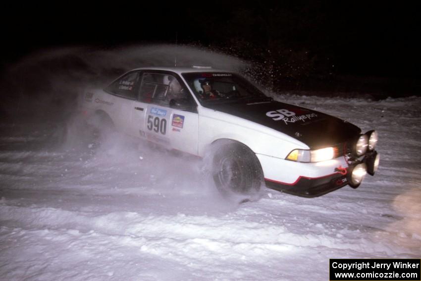The Joel Sanford / Jeff Hribar Chevy Cavalier drifts through the first corner of the evening running of the ranch stage.