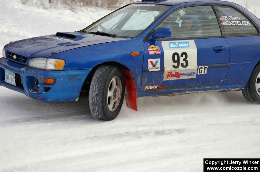 Bob Olson / Conrad Ketelsen Subaru Impreza 2.5RS at speed on day two of the rally.