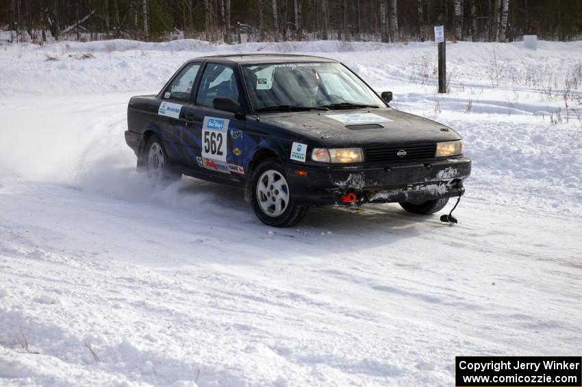 Brian Dondlinger / Dave Parps exit a 90-left on the first stage of day two in their Nissan Sentra SE-R.