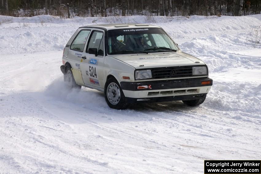 Art Burmeister / Kent Gardam VW Golf at a 90-left on the first stage of day two.