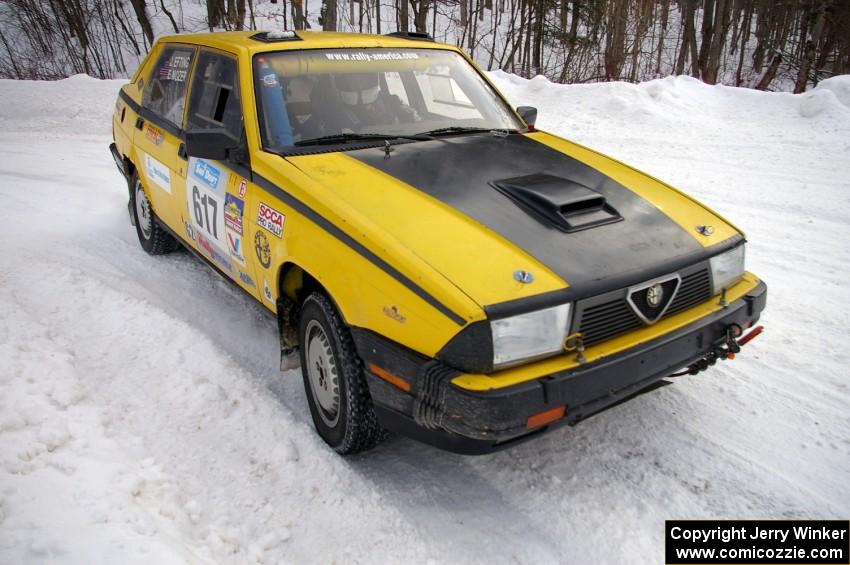 Eric Mozer / Jay Efting Alfa Romeo Milano at a 90-right on day two of the rally.