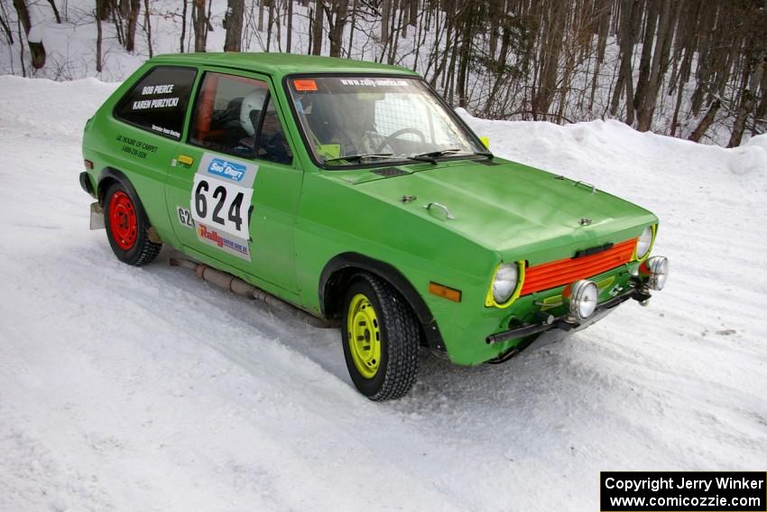 Karen Purzycki / Bob Pierce Ford Fiesta takes a much easier approach to a slick right-hander.