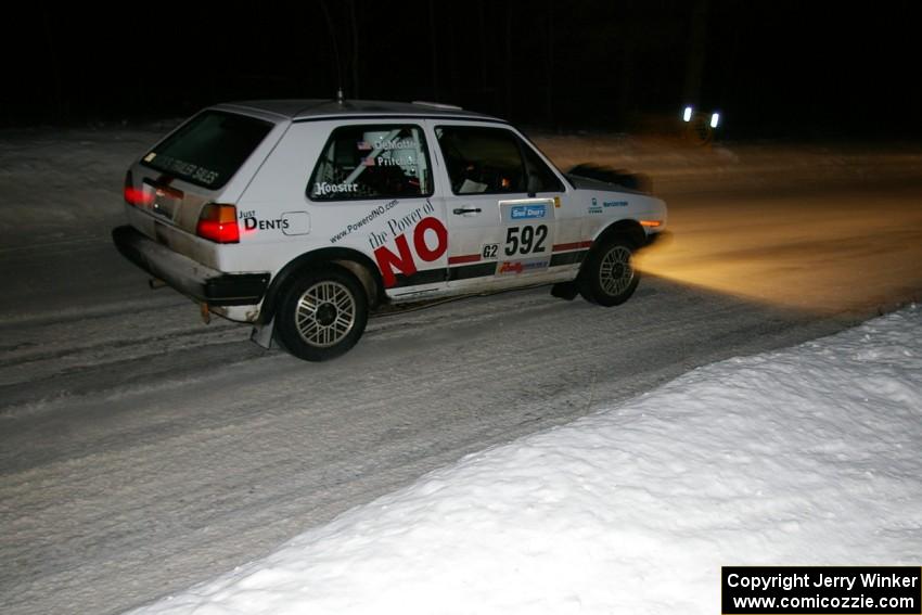 Justin Pritchard / Kim DeMotte VW Golf finishes the penutimate stage of the event.