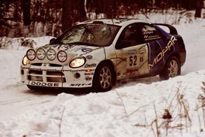 The Doug Shepherd / Bob Martin Dodge SRT-4 sets up for a hard-right near the end of day two of the rally.