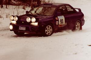 The Bob Olson / Conrad Ketelsen Subaru 2.5RS sets up for a hard-right near the end of day two of the rally.