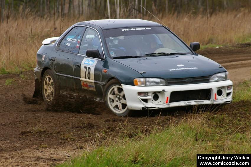 Mark Podoluch / Mariusz Malik Subaru Impreza at the Parkway Forest Rd. chicane.