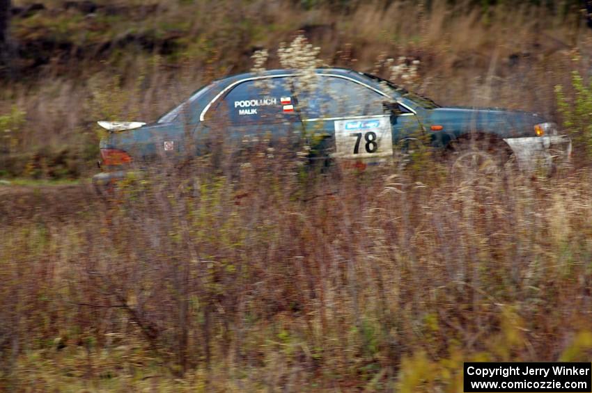 Mark Podoluch / Mariusz Malik Subaru Impreza exits the Parkway Forest Rd. chicane.