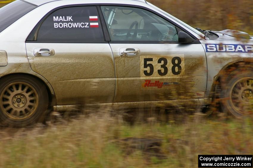 Robert Borowicz / Mariusz Borowicz Subaru WRX STi at speed on Parkway Forest Rd.