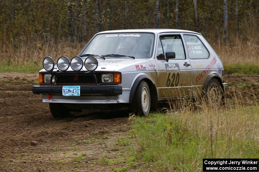 Chris Wilke / Mike Wren VW Rabbit at the Parkway Forest Rd. chicane.