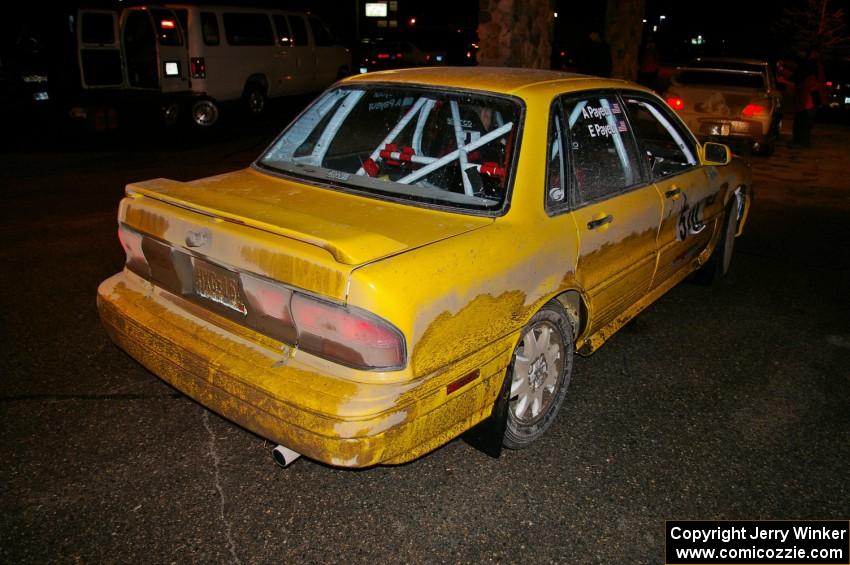 Erik Payeur / Adam Payeur Mitsubishi Galant had a bent right-rear when it came in (1).