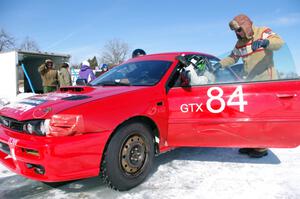 ??? straps into the Brent Carlson / Aaron Jongbloedt / Dave Steen, Jr. / Matt Shaffer Subaru Impreza