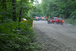 Paul Koll / Matt Wappler VW GTI at the first hairpin left on SS1.