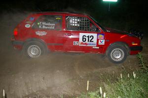 Karl Biewald / Ted Weidman at speed through a 90-right on SS4.