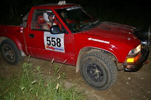 Jim Cox / Ryan LaMothe Chevy S-10 prepare for a 90-right on SS4.