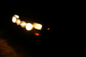 Paul Koll/ Matt Wappler VW GTI on SS6 in pitch darkness.