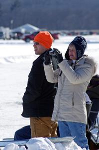 Will Cammack and ??? watch the race from the Mayhem Racing pit