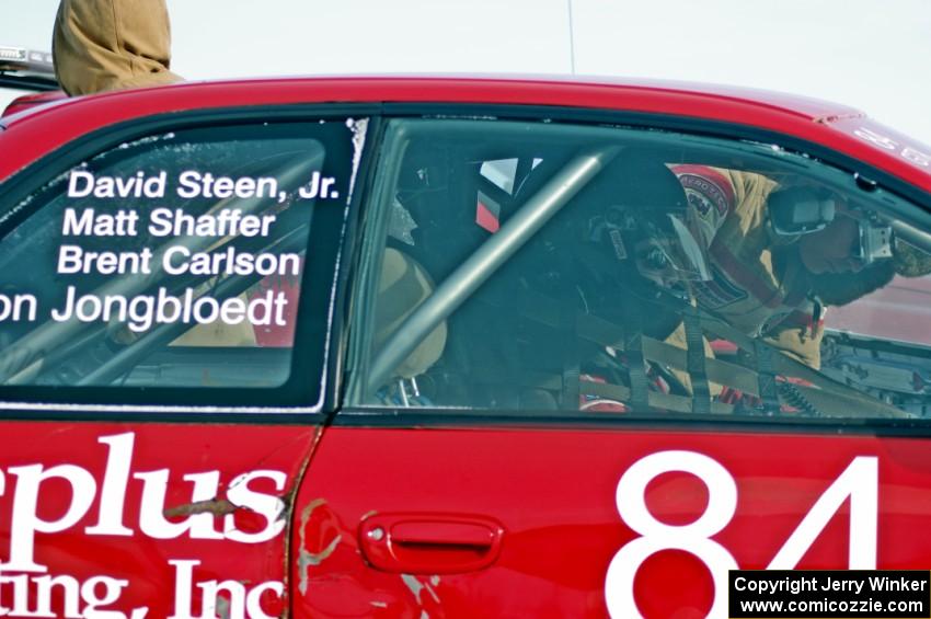 Matt Shaffer straps into the #84 Subaru Impreza