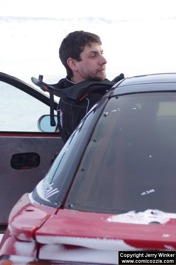 Jake Weber crawls out of his Eagle Talon