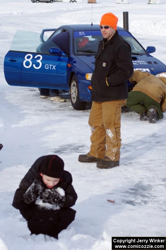 Will Cammack in front of the Mark Utecht / Brent Carlson / Dave Steen, Sr. / Matt Shaffer Subaru Impreza 2.5RS