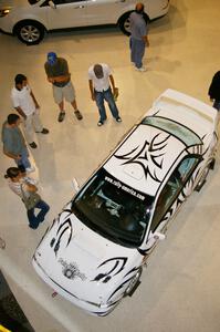 Overhead view of the Matt Iorio / Ole Holter Subaru Impreza on display at the Mall of America (1).