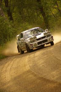 Matt Iorio / Ole Holter started first on the road in his Subaru Impreza seen here on SS1, Halverson Lake.