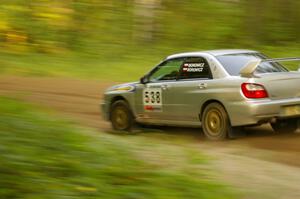 Robert Borowicz / Mariusz Borowicz Subaru WRX STi at speed on SS1, Halverson Lake.