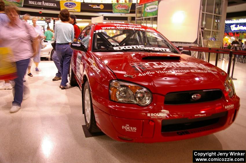 John Cirisan / Josh Hamacher Subaru WRX on display at Rallyfest at the Mall of America. (1)