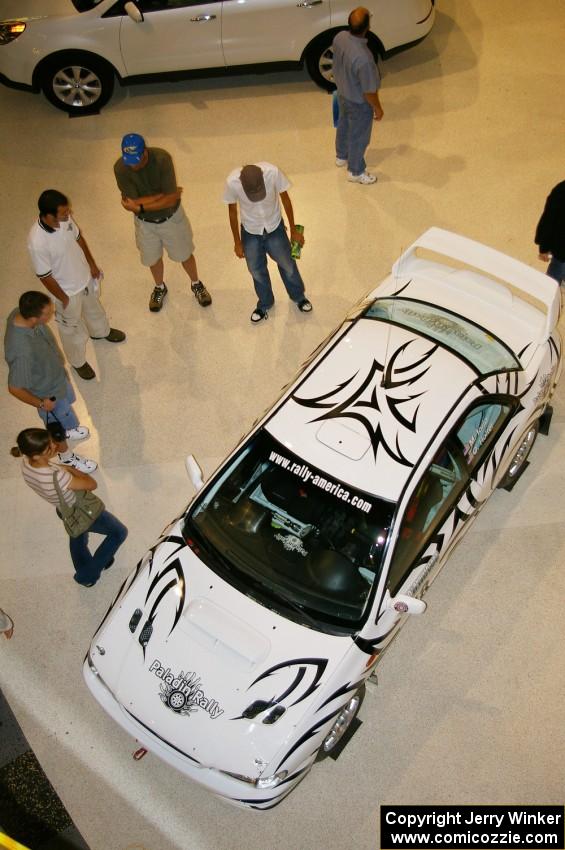 Overhead view of the Matt Iorio / Ole Holter Subaru Impreza on display at the Mall of America (1).