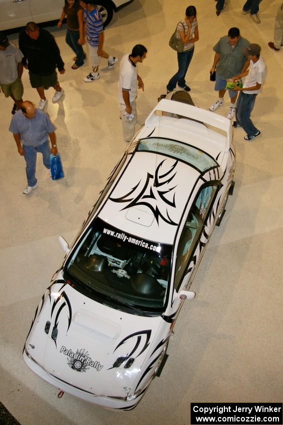 Overhead view of the Matt Iorio / Ole Holter Subaru Impreza on display at the Mall of America (2).