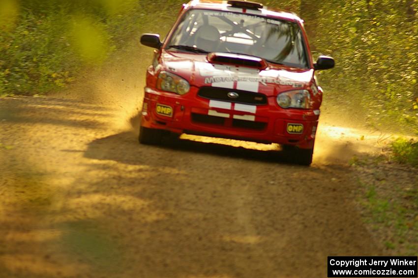 Pat Richard / Nathalie Richard Subaru WRX STi near the end of Halverson Lake, SS1.