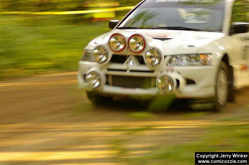 Tim Paterson / John Allen Mitsubishi Lancer Evo VIII is seen here at speed on SS1, Halverson Lake.