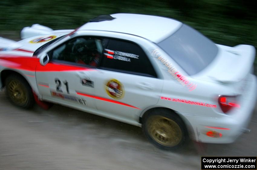 Yurek Cienkosz / Lukasz Szela Subaru Impreza RS at speed on SS2.