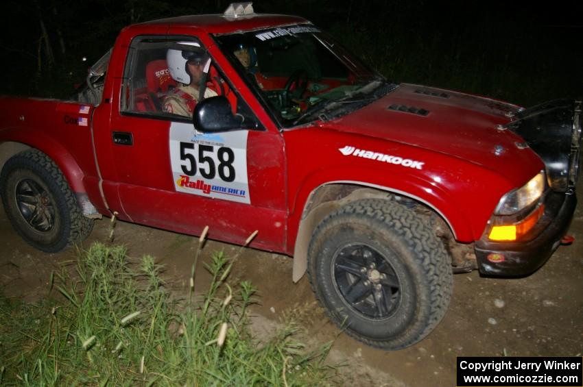 Jim Cox / Ryan LaMothe Chevy S-10 prepare for a 90-right on SS4.