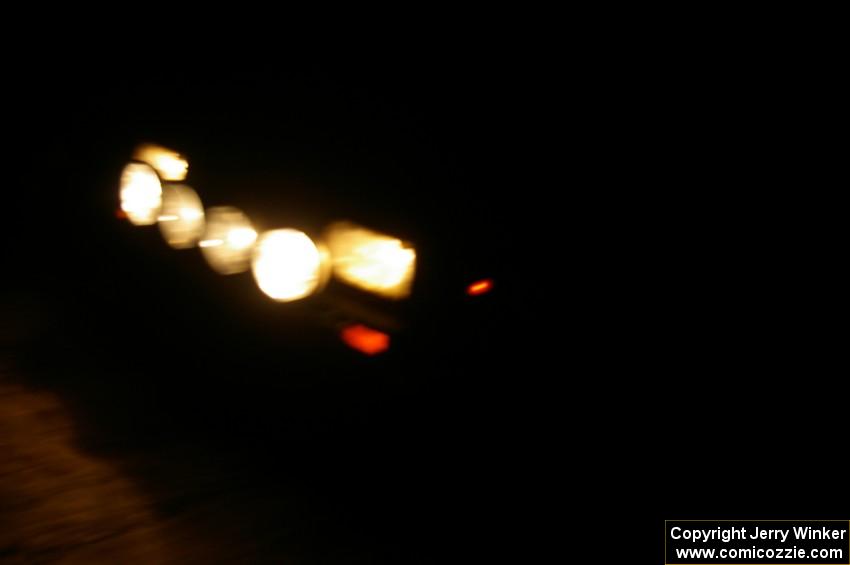 Paul Koll/ Matt Wappler VW GTI on SS6 in pitch darkness.