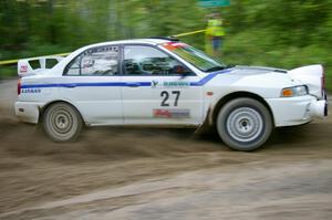 Chris Gilligan / Joe Petersen Mitsubishi Lancer Evo IV drifts through a 90-right on SS2, Spur 2.