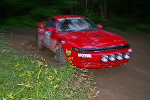 Travis Hanson / Terry Hanson Toyota Celica All-Trac drifts through a 90-right on SS2, Spur 2.