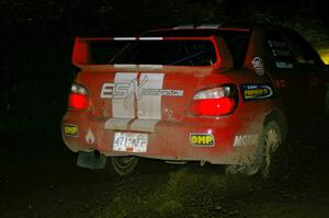 Pat Richard / Nathalie Richard Subaru WRX STi comes out of a 90-left on SS7, Blue Trail.