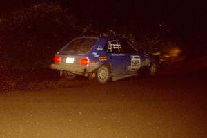 Dave Sterling / Stacy Sterling Dodge Omni GLH at speed through a 90-left on SS7, Blue Trail.
