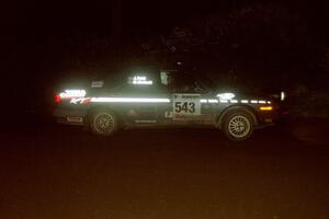 Mike Merbach / Jeff Feldt VW Jetta at speed through a 90-left on SS7, Blue Trail.