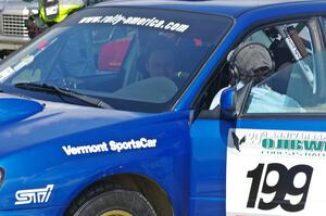 Travis Pastrana / Christian Edstrom Subaru WRX STi at day two parc expose at Bemidji Speedway.