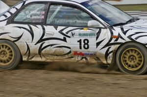 Matt Iorio / Ole Holter power through a fast sweeper on SS8, Bemidji Speedway, in their Subaru Impreza.