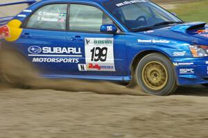 Travis Pastrana / Christian Edstrom Subaru WRX STi tears up the infield at Bemidji Speedway, SS8.