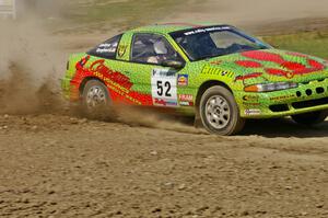 Doug Shepherd / Pete Gladysz Mitsubishi Eclipse sprays gravel through the infield at the Bemidji Speedway, SS8.