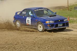 Bob Olson / Conrad Ketelson Subaru 2.5RS drifts through the infield at the Bemidji Speedway, SS8.