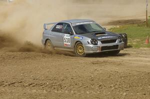 Robert Borowicz / Mariusz Borowicz Subaru WRX STi drifts through the infield at the Bemidji Speedway, SS8.