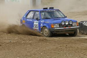 Dave Sterling / Stacy Sterling Dodge Omni GLH drifts through the infield at the Bemidji Speedway, SS8.