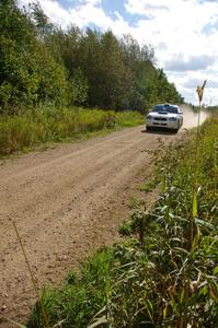 Stig Blomqvist / Ana Goni on SS10 (Chad's Yump) at 100+ mph in their Subaru WRX STi.