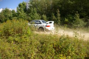 Matt Iorio / Ole Holter at speed on SS10, Chad's Yump, in their Subaru Impreza.