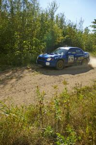 Mark McElduff / Damien Irwin Subaru WRX STi prepare for a fast sweeping right on SS10, Chad's Yump.